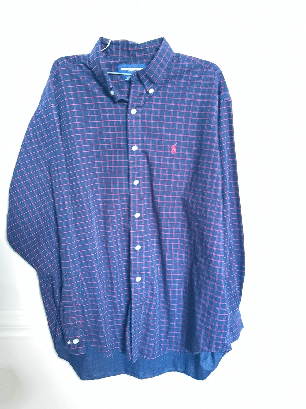 Ralph Lauren Navy and Pink Grid Button-Down Shirt
